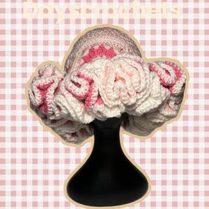 Pink and White Crochet Hat